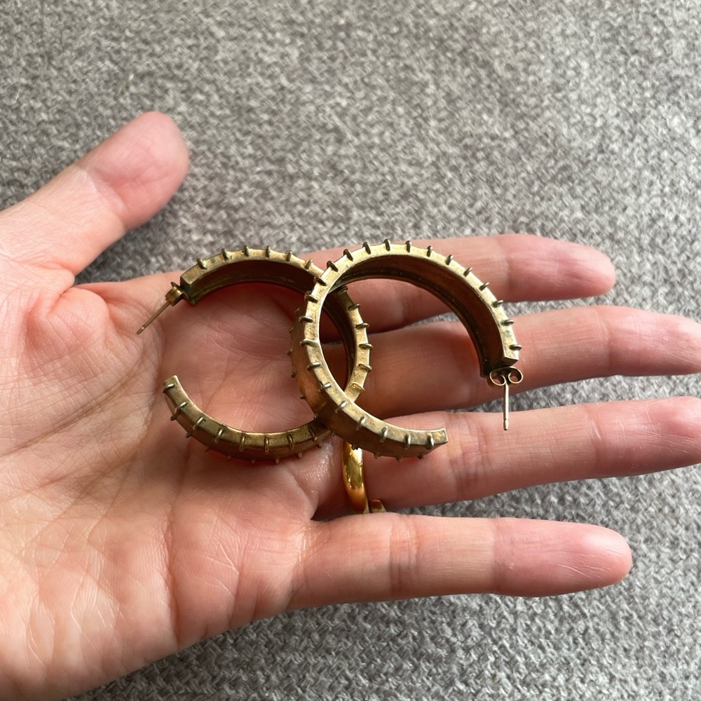 Gold Spike-Detail Hoop Earrings for Women
